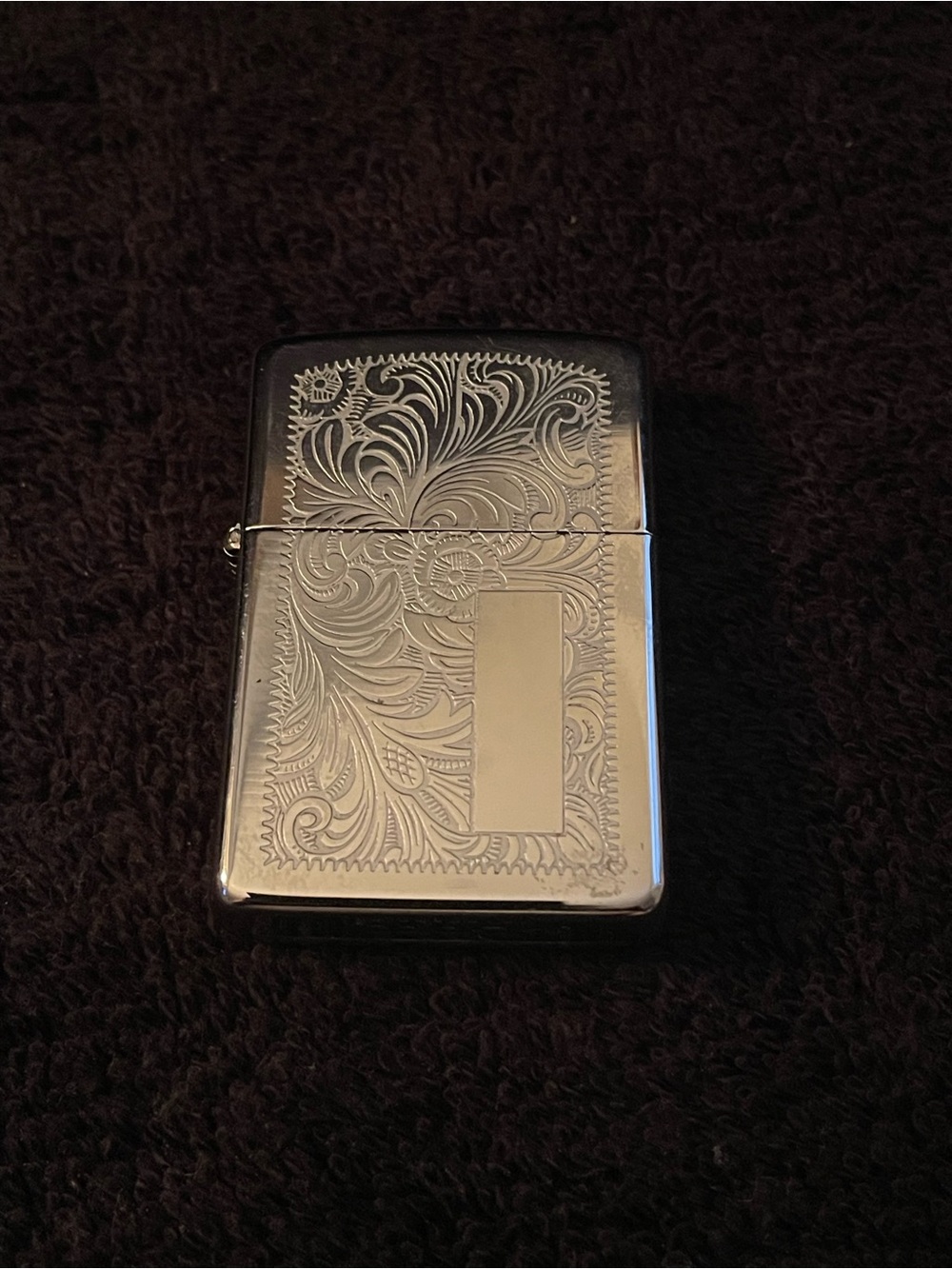 Vintage New Zippo 352 Venetian High Polish Chrome Lighter Windproof Never Used